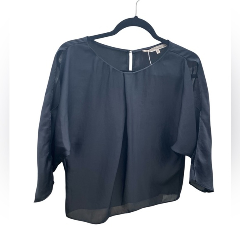 Rachel Roy Sheer Short Seeve Blouse‎ Black Size XS
